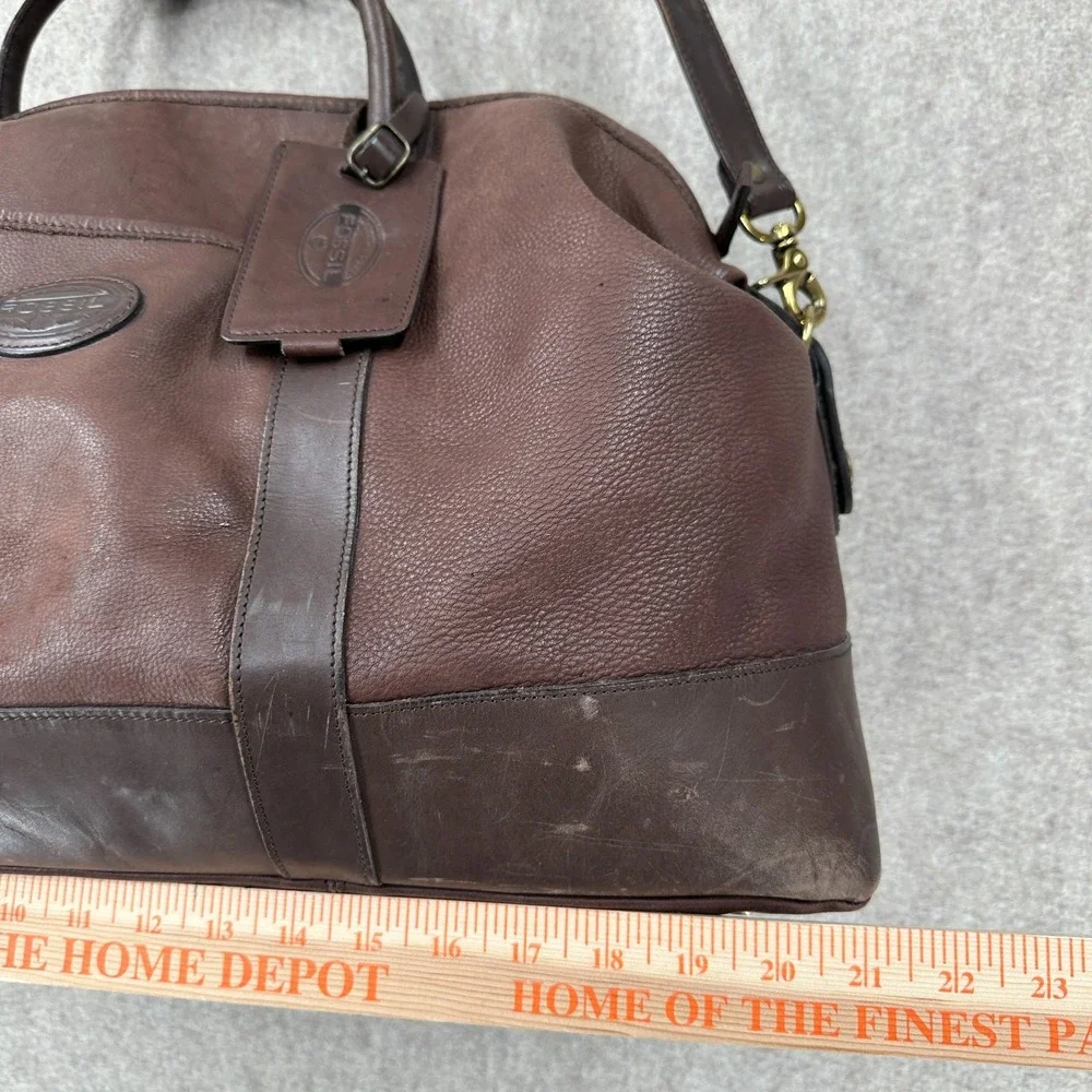 Fossil Brown‎ Leather Doctors Duffle Bag with Strap Overnight